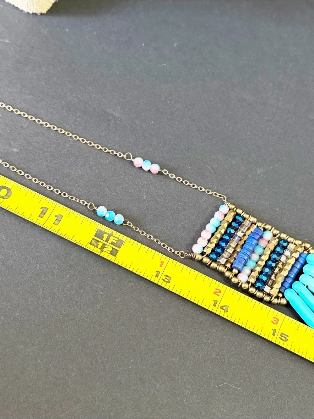 Share Beaded Ladder Necklace Blue Turquoise Native American Aztec Southwestern